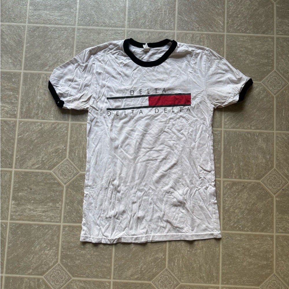 Delta Delta Delta White and Black Ringer Shirt
